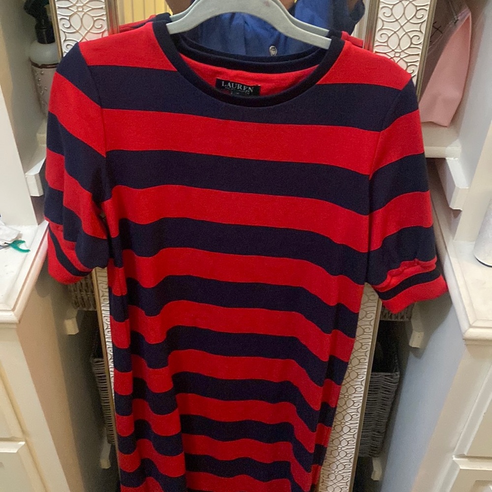 Excellent condition Red/Navy stripped Lauren knit dress.